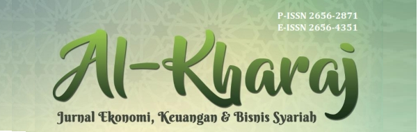 Al-Kharaj: Jurnal Ekonomi, Keuangan & Bisnis Syariah is a scientific journal published by Pusat Riset dan Kebijakan Strategis PRKS) of  Institut Agama Islam Nasional (IAI-N) Laa Roiba Bogor in collaboration with Masyarakat Ekonomi Syariah (MES) and Intelectual Association for Islamic Studies (IAFORIS). This journal contains scientific papers from academics, researchers and practitioners in the fields of Islamic economics,finance and business research. P-ISSN 2656-2871 E-ISSN 2656-4351.